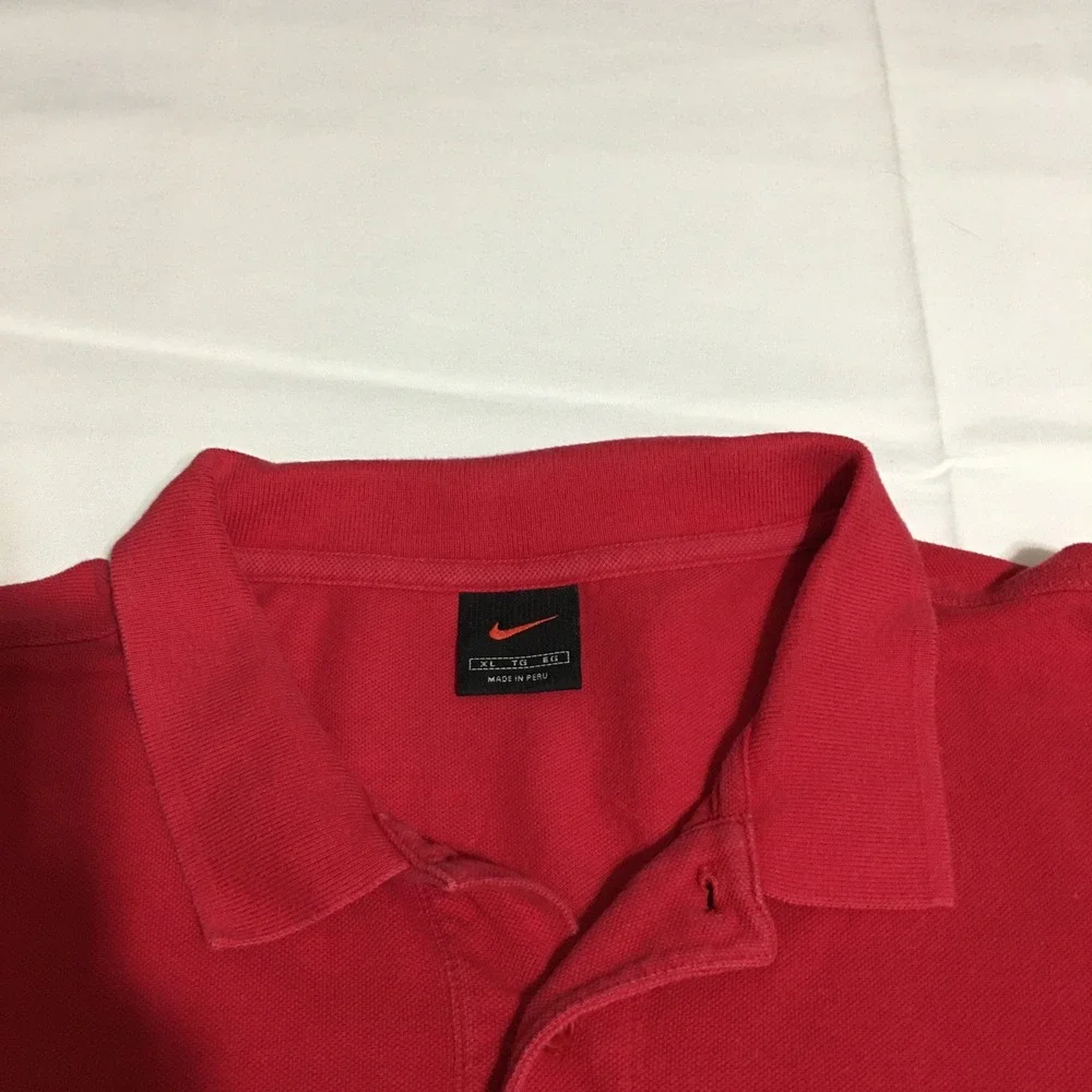 Nike Polo Shirt Mens XL Red Short Sleeve Middle Swoosh Logo Y2K